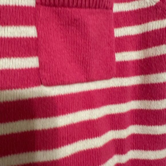 Talbots Cotton Wool Blend Sweater Sz M Pink White Striped Pullover Barbiecore - Picture 4 of 7